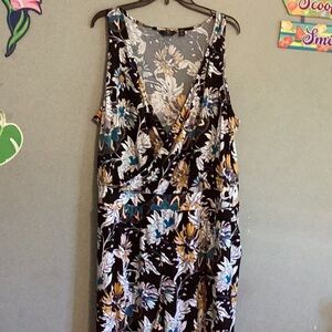 Giuliano 2X pantsuit.  Teal, gold, beige, and purple.